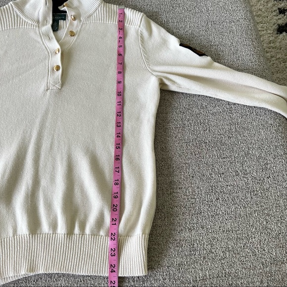 Ralph Lauren Lauren Jeans Co Cream & Navy Military Patch Pullover Sweater Large - Picture 10 of 11